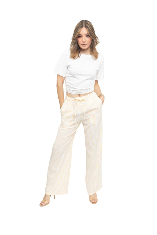 Pantalon fluide à rayures fines