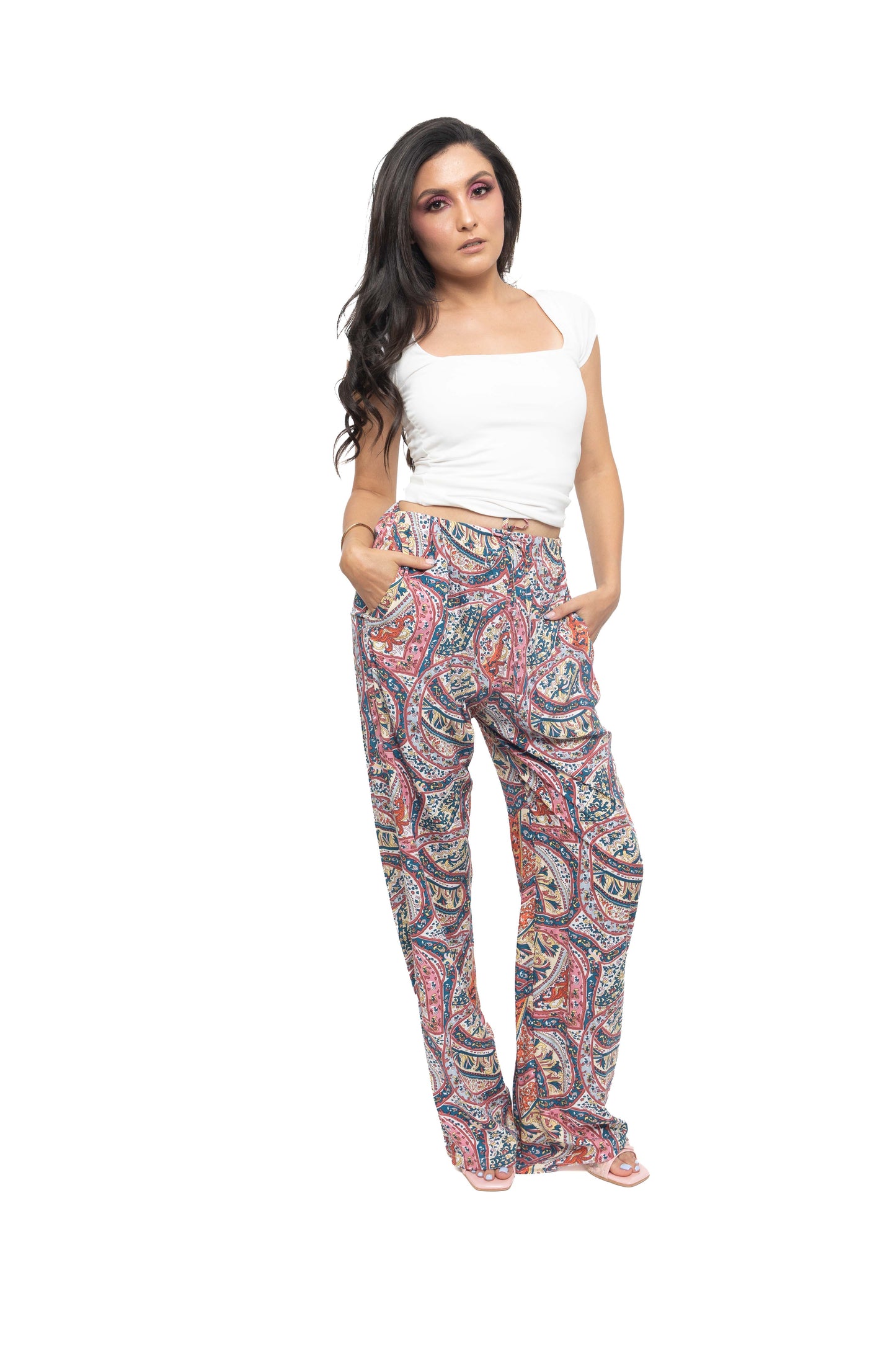 Pantalon droit imprimé paisley