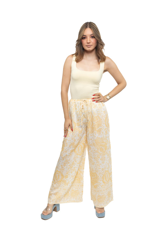 Pantalon large à motifs floraux