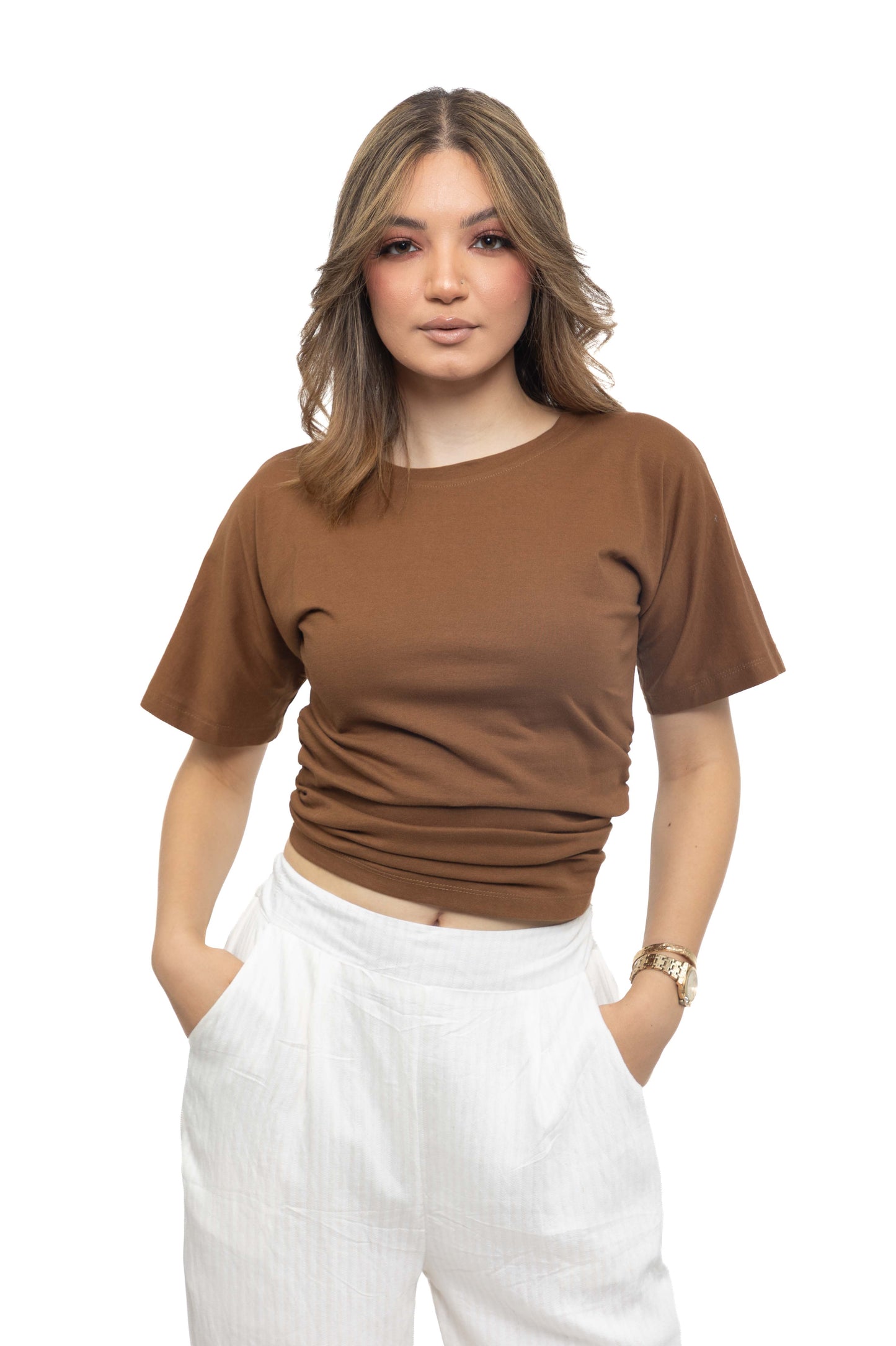 T-shirt basique à côtés froncés