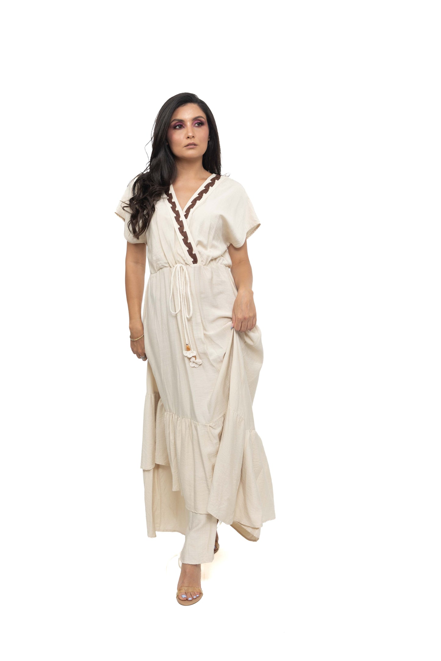 Robe longue bohème à volants