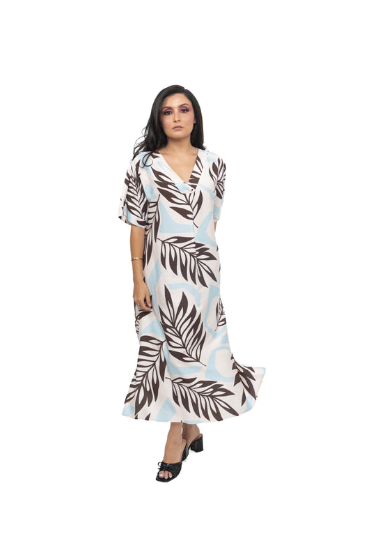 Robe tunique à imprimé tropical
