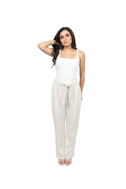 Pantalon en lin à nœud papillion