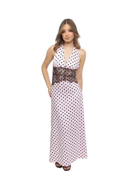 Robe à pois avec détail dentelle