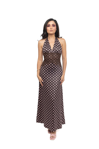 Robe à pois avec détail dentelle