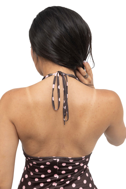 Robe à pois avec détail dentelle