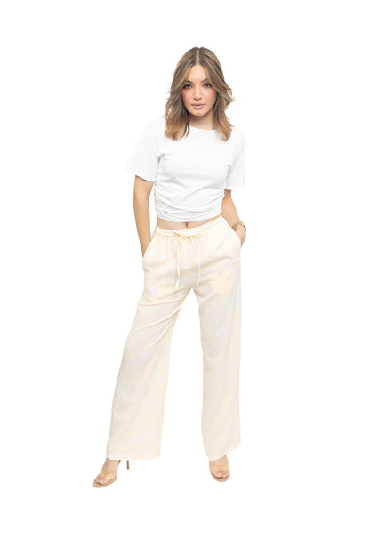 Pantalon fluide à rayures fines