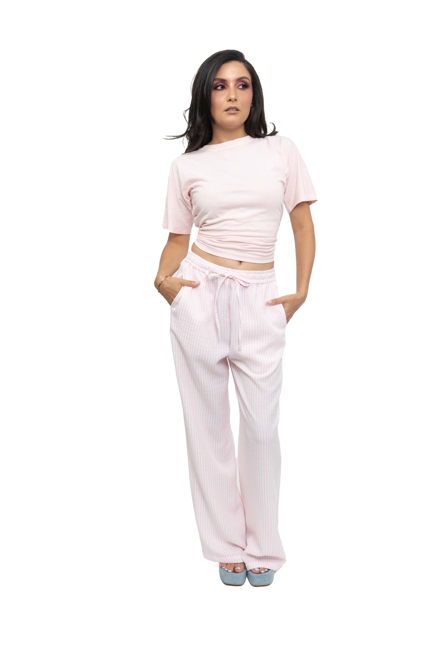 Pantalon fluide à rayures fines