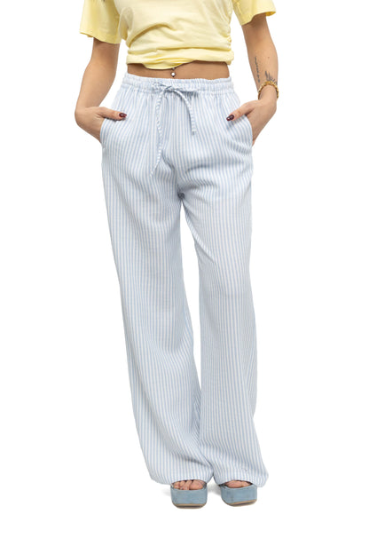Pantalon fluide à rayures fines