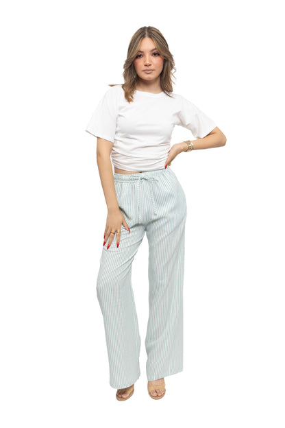 Pantalon fluide à rayures fines