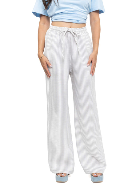 Pantalon fluide à rayures fines