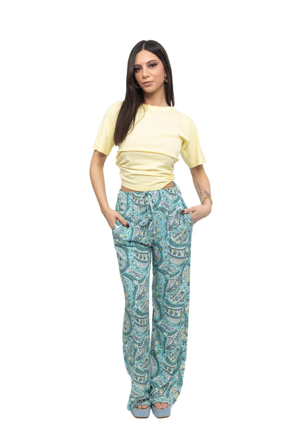 Pantalon droit imprimé paisley