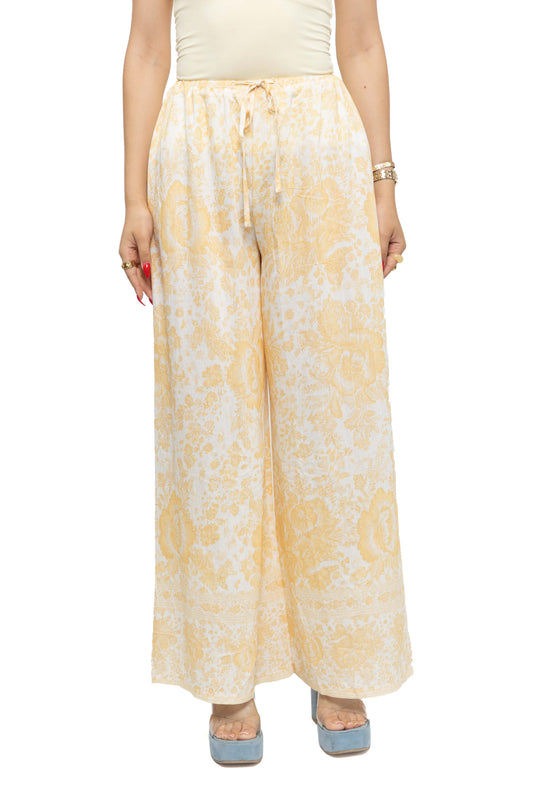 Pantalon large à motifs floraux