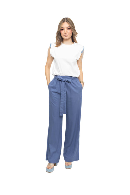 Pantalon en lin à nœud papillion