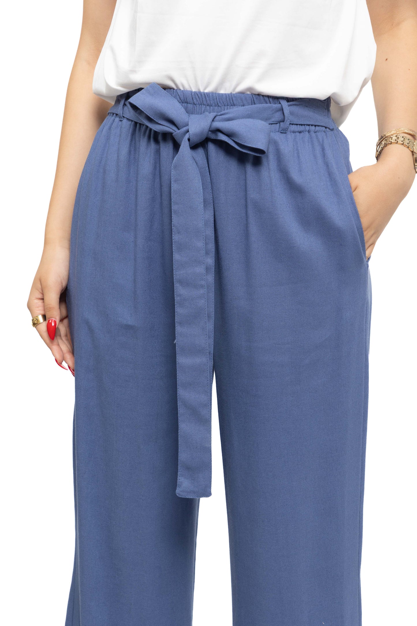 Pantalon en lin à nœud papillion