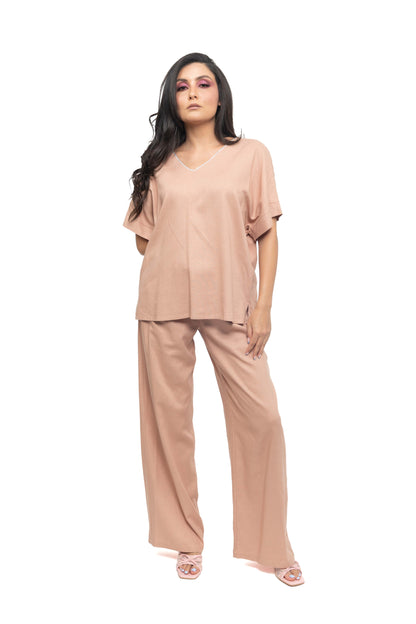 Pantalon fluide en lin à taille élastiqué