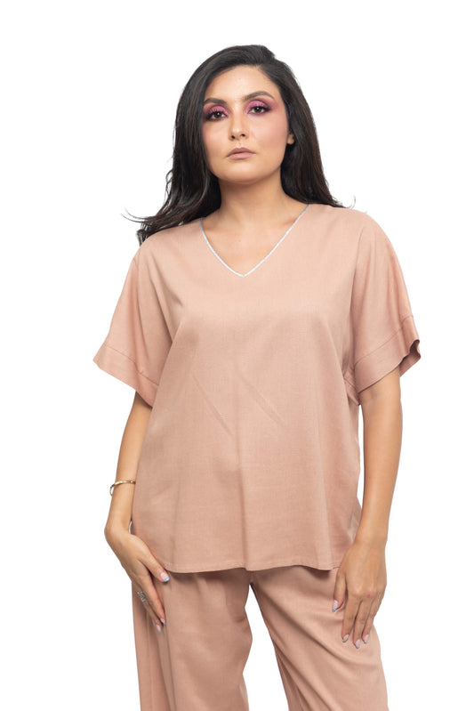 Blouse en lin avec liseré pailleté