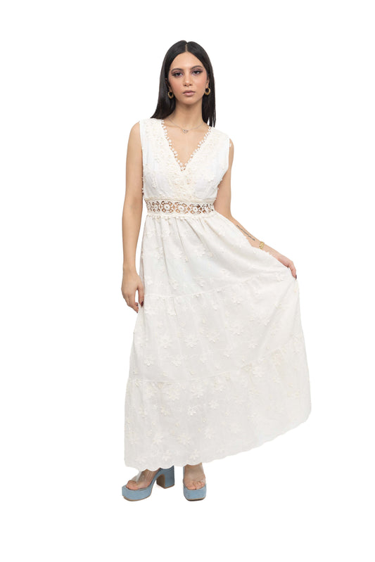 Robe longue en dentelle