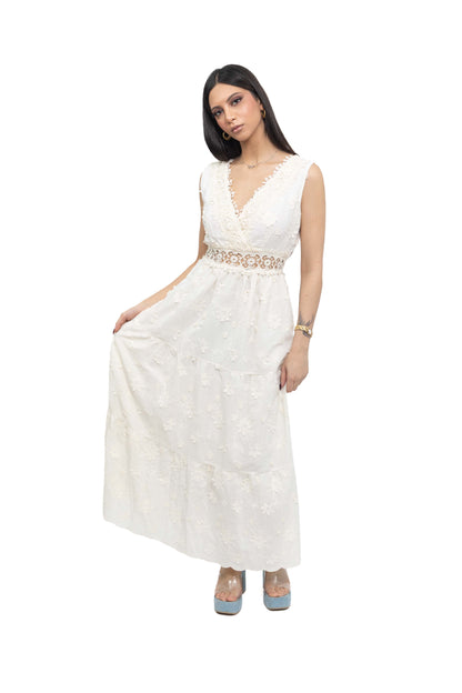 Robe longue en dentelle