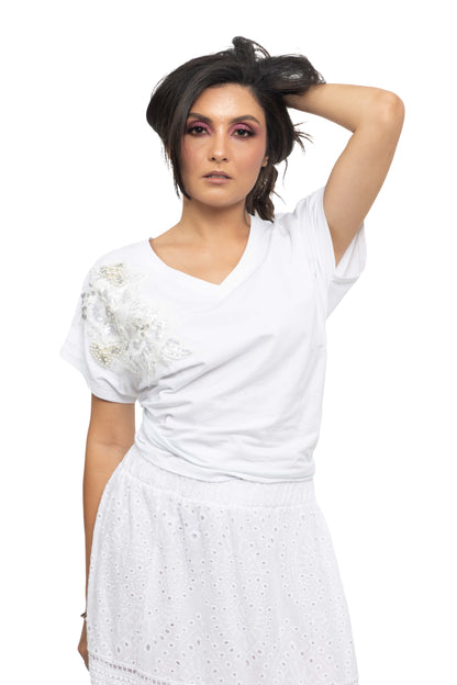 T-shirt avec broderie perles
