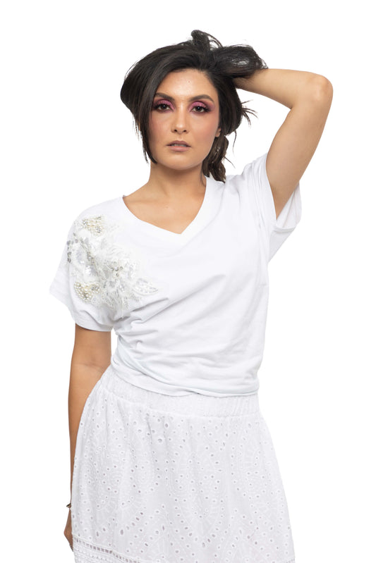 T-shirt avec broderie perles