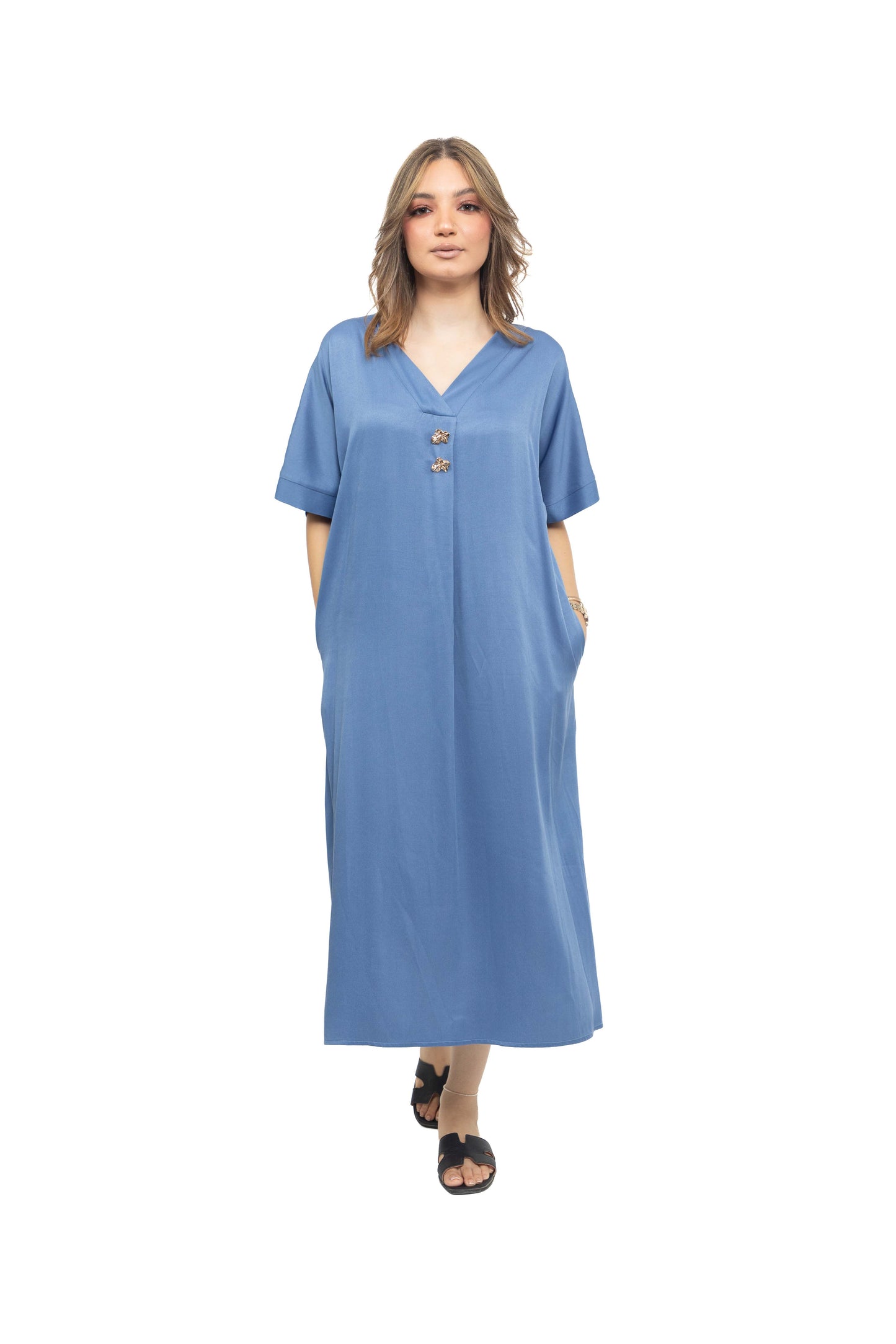 Robe mi-longue bleu demin