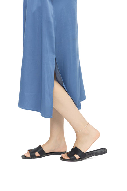 Robe mi-longue bleu demin