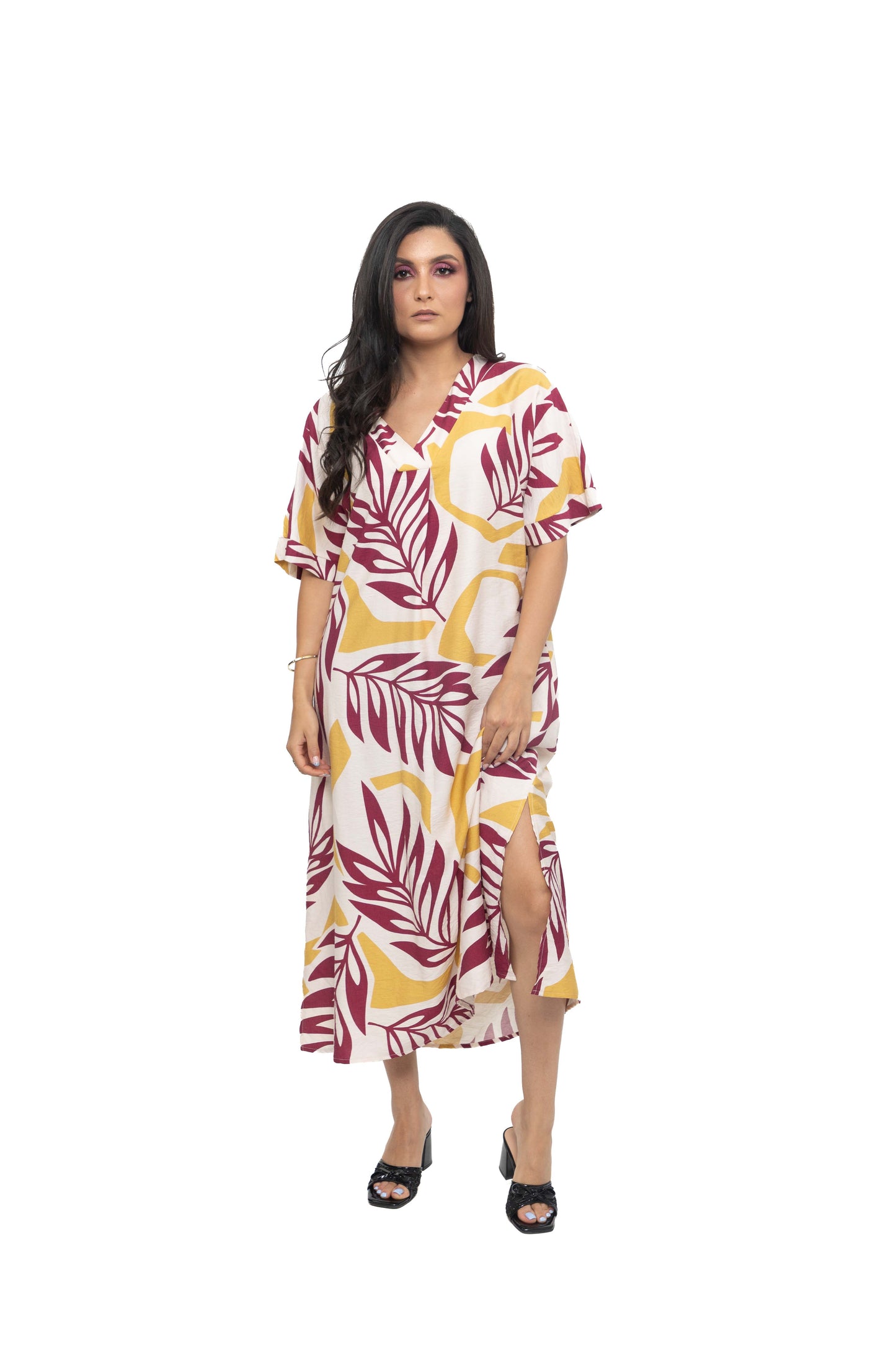 Robe tunique à imprimé tropical