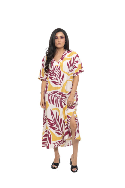 Robe tunique à imprimé tropical