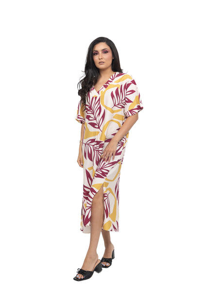 Robe tunique à imprimé tropical