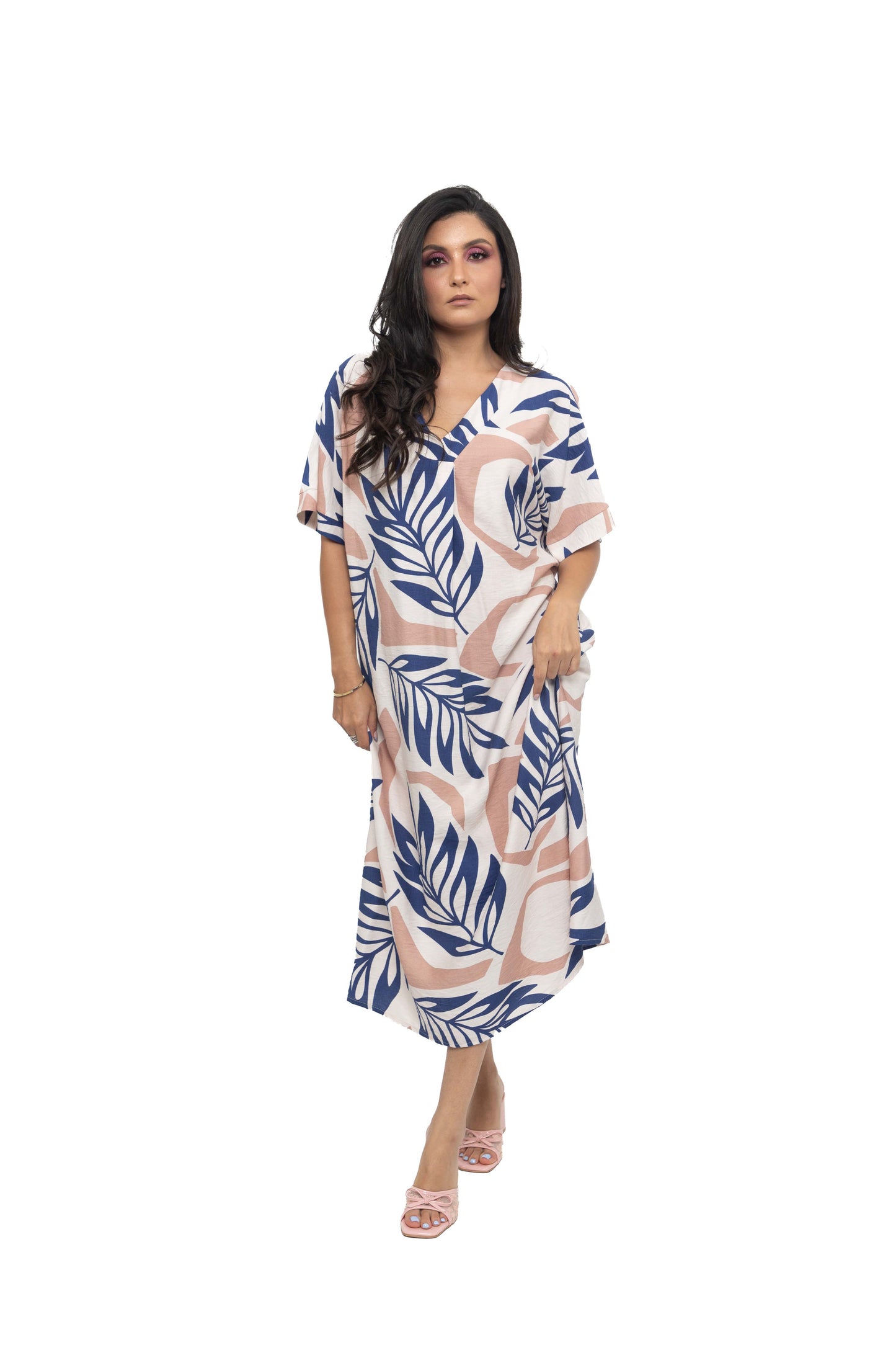 Robe tunique à imprimé tropical