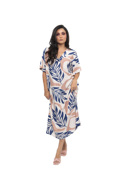 Robe tunique à imprimé tropical