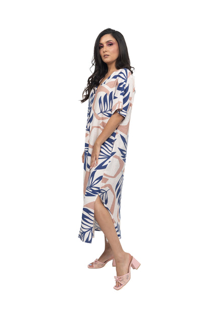 Robe tunique à imprimé tropical