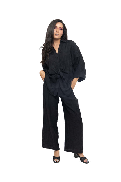Ensemble jacquard à chemise nouée