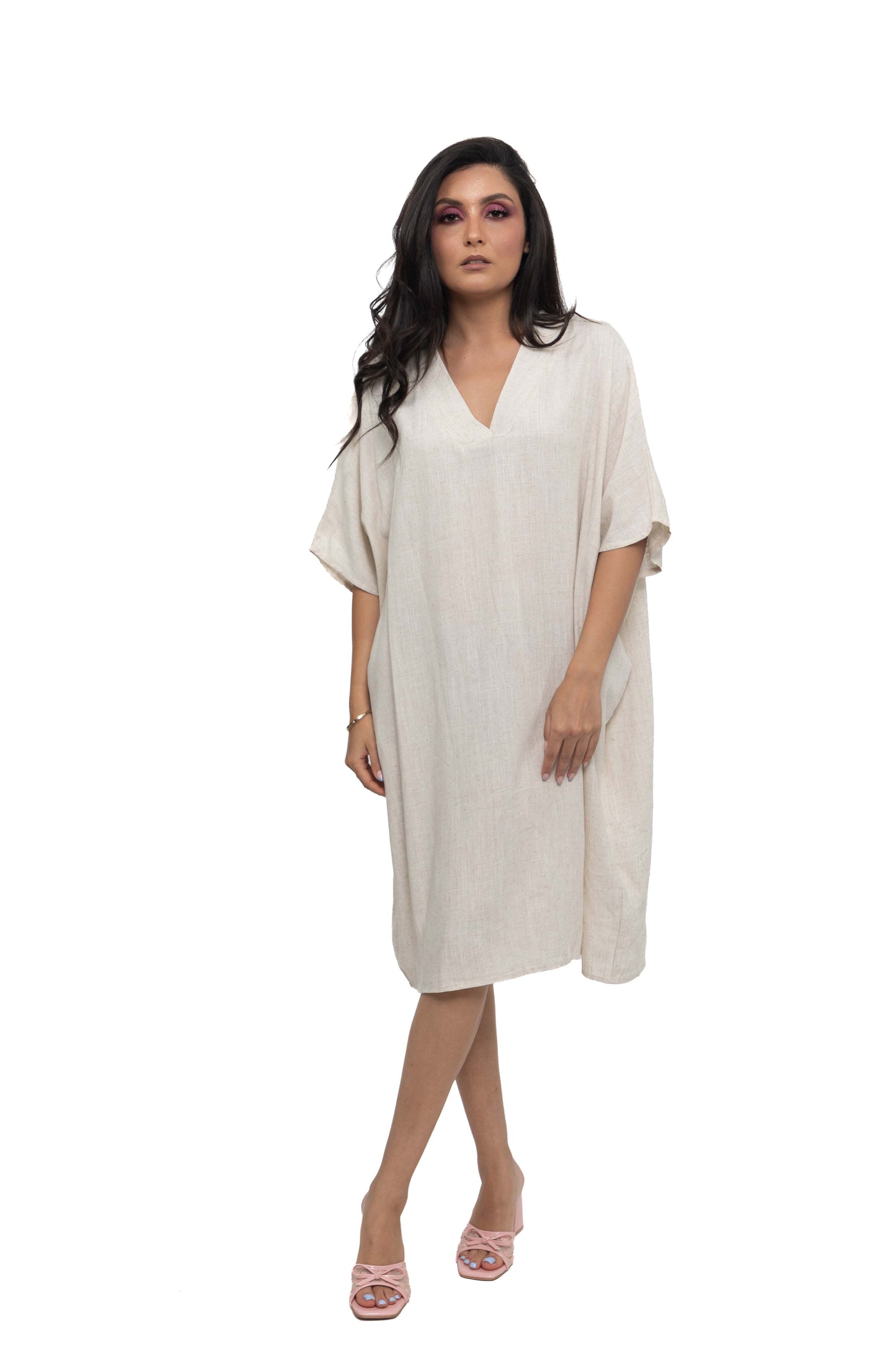 Robe caftan effect lin