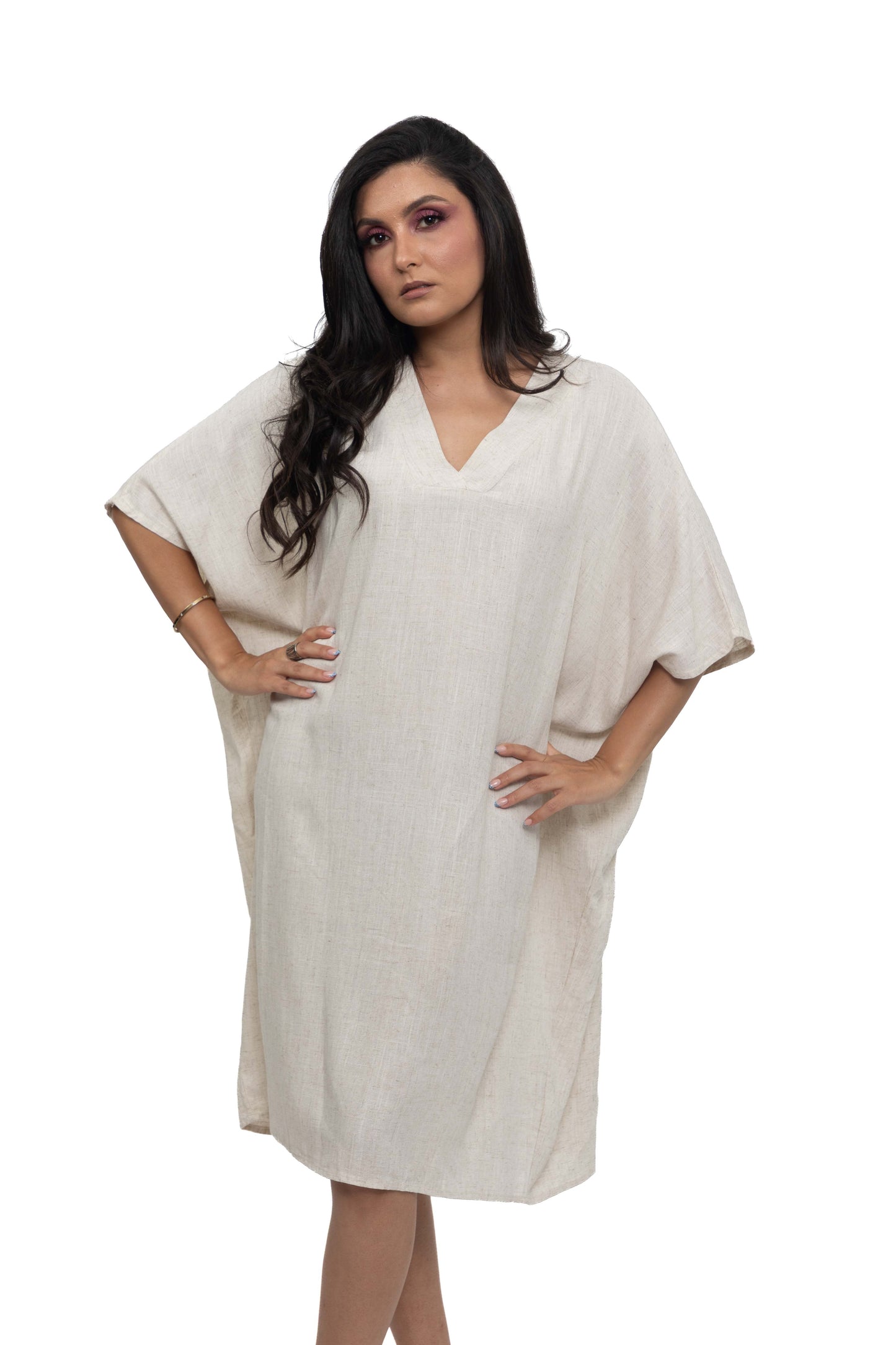 Robe caftan effect lin
