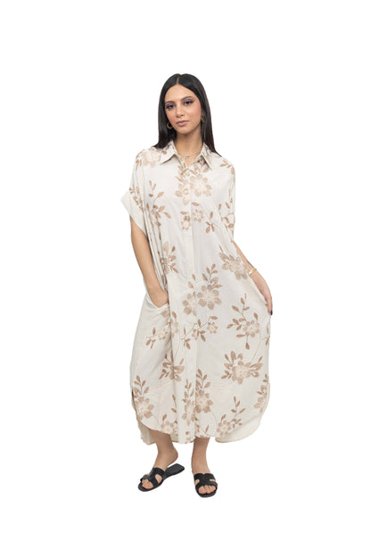 Robe-chemise à broderies florales
