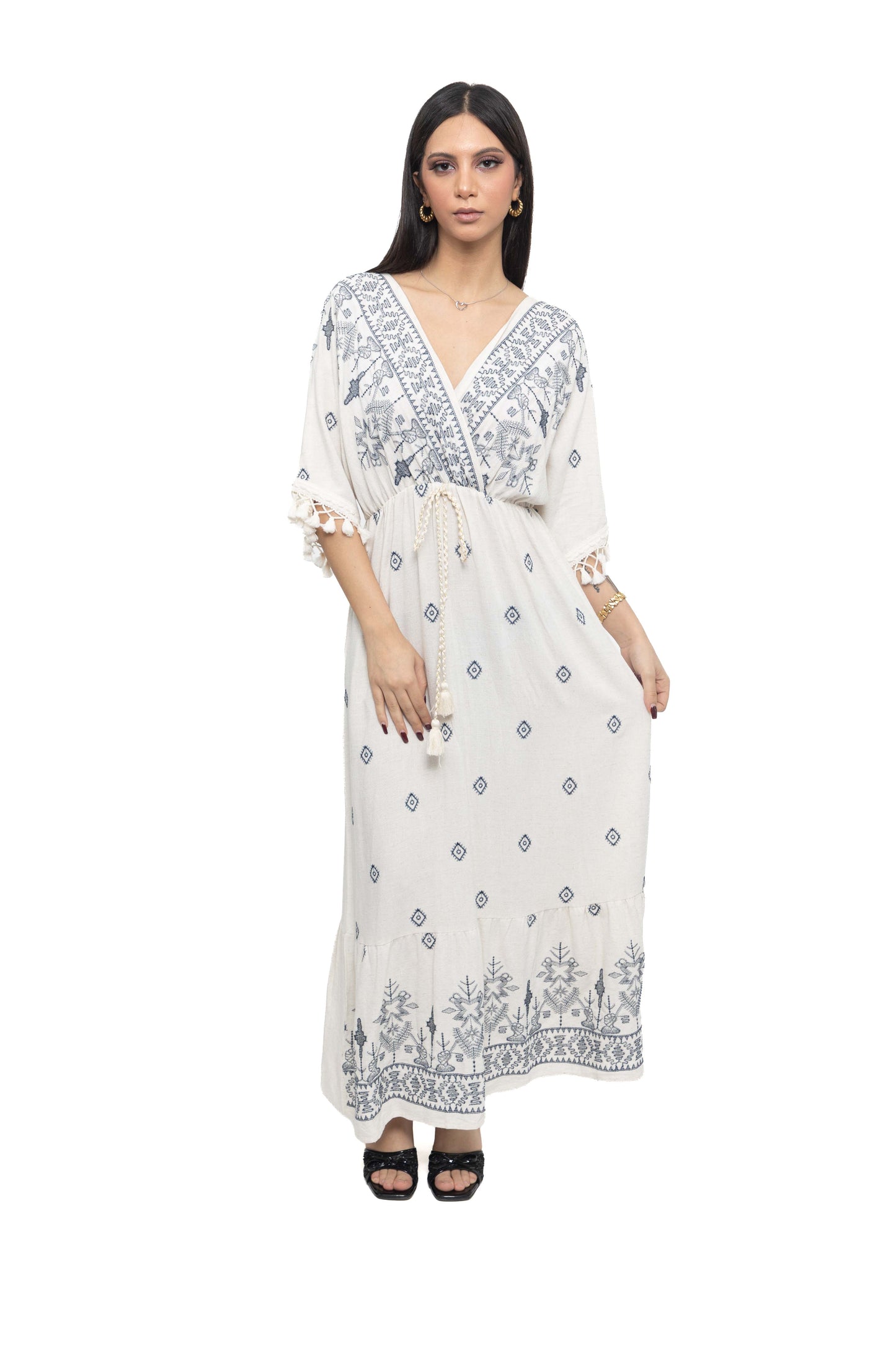 Robe longue bohème à broderies