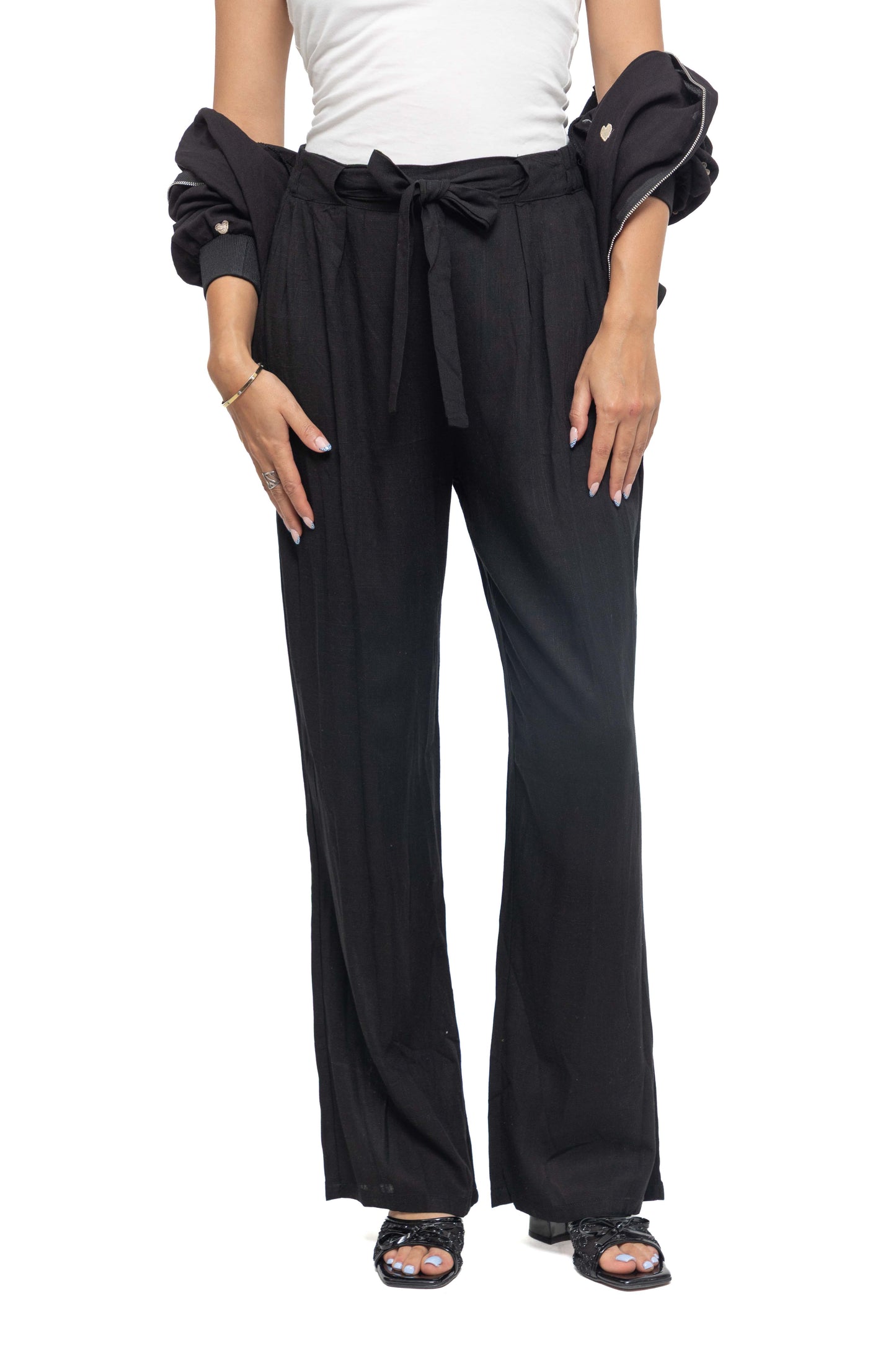 Pantalon en lin à nœud papillion