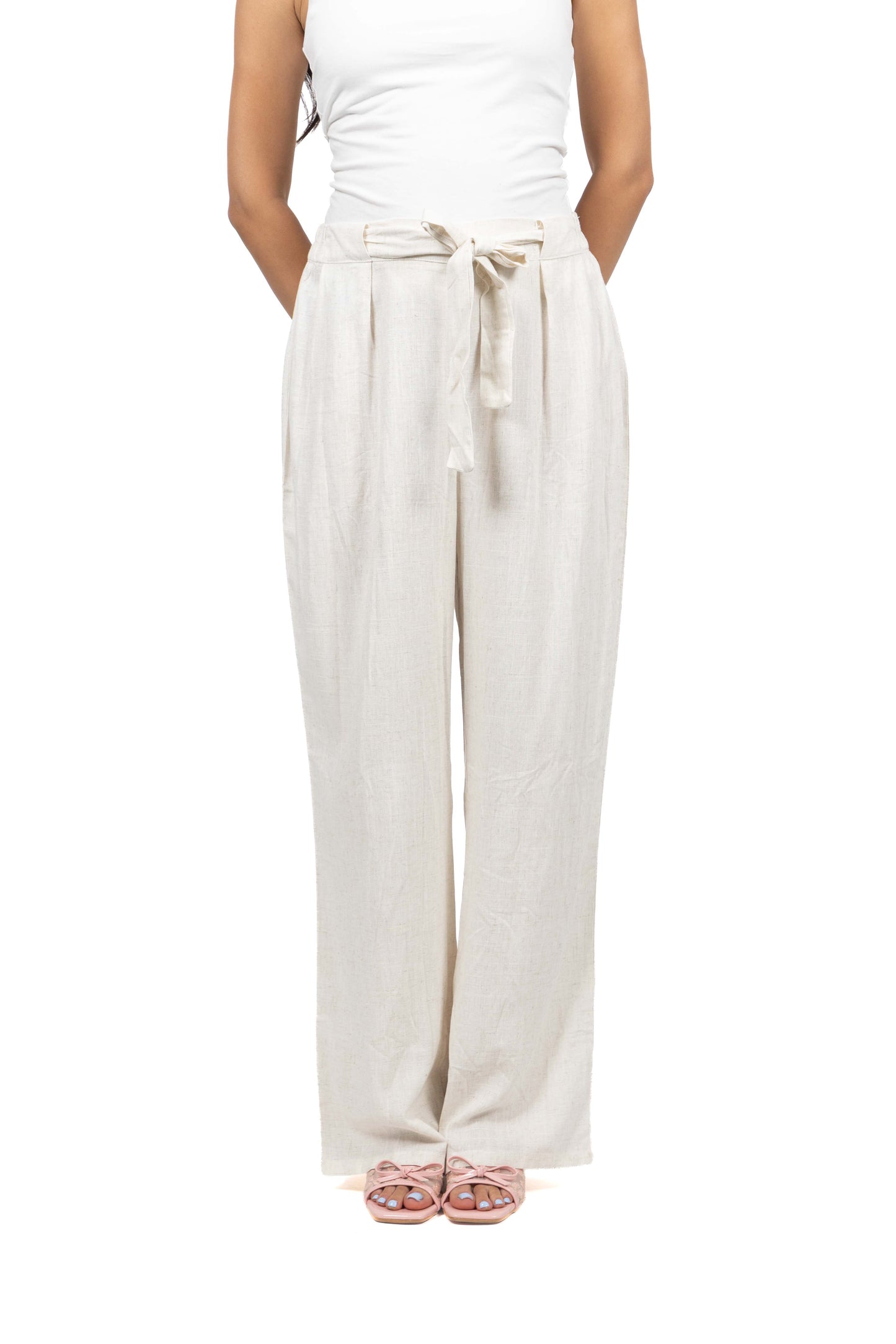 Pantalon en lin à nœud papillion