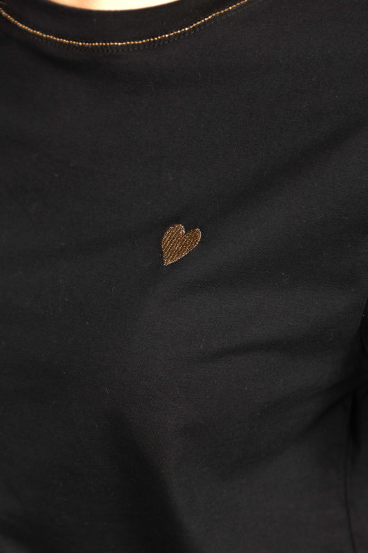 T-shirt avec broderie cœur doré