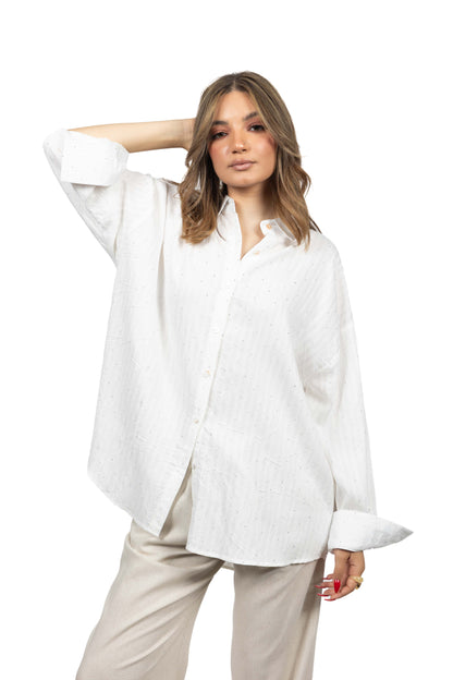 Chemise oversize texturé à strass