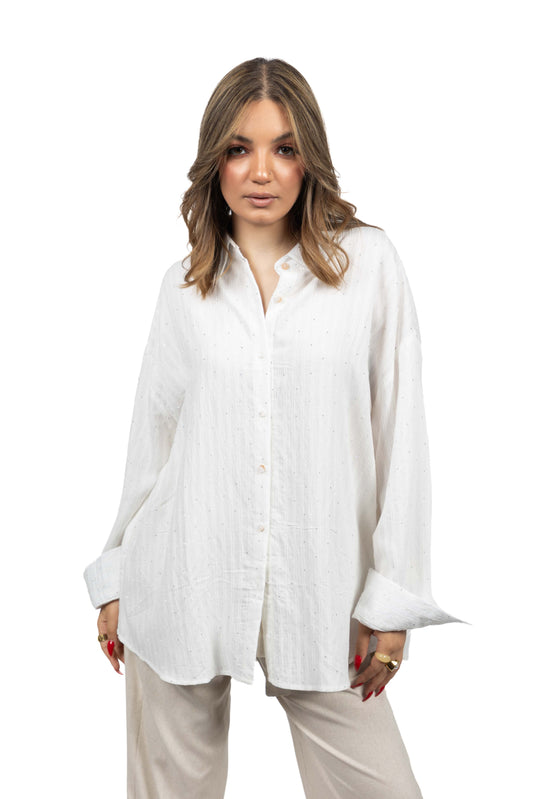 Chemise oversize texturé à strass