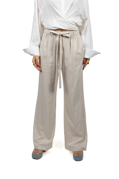 Pantalon en lin à nœud papillion