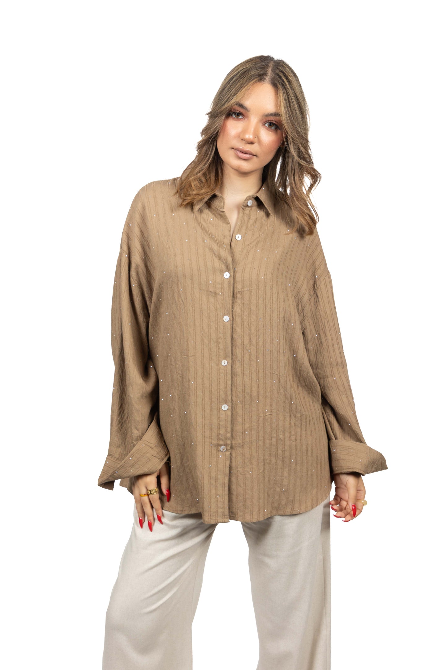 Chemise oversize texturé à strass