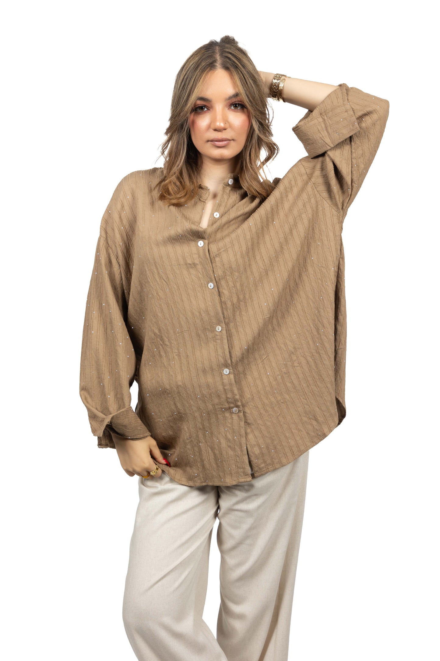 Chemise oversize texturé à strass