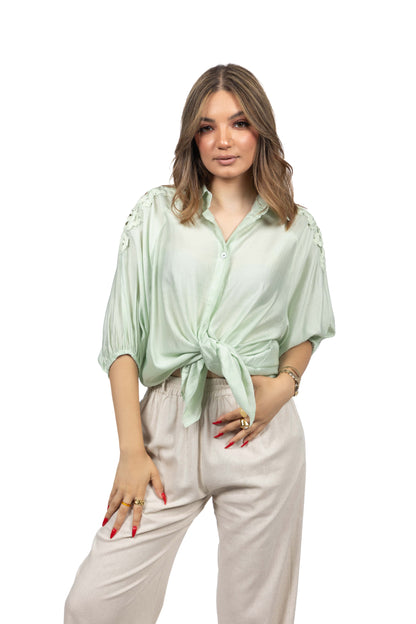 Chemise fluide à détails crochetés