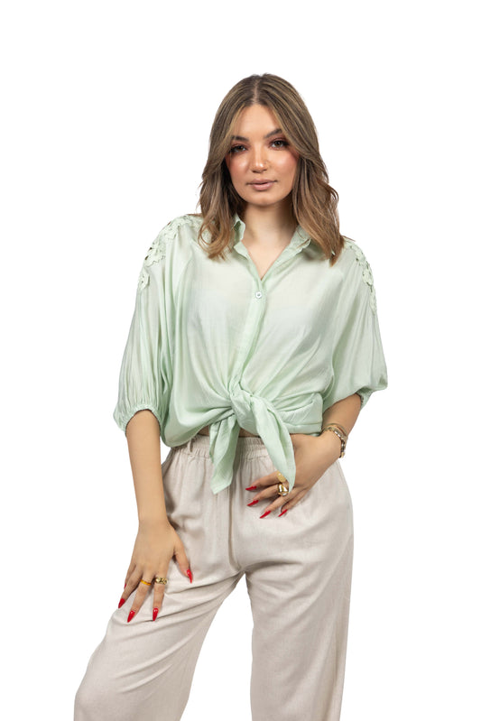 Chemise fluide à détails crochetés