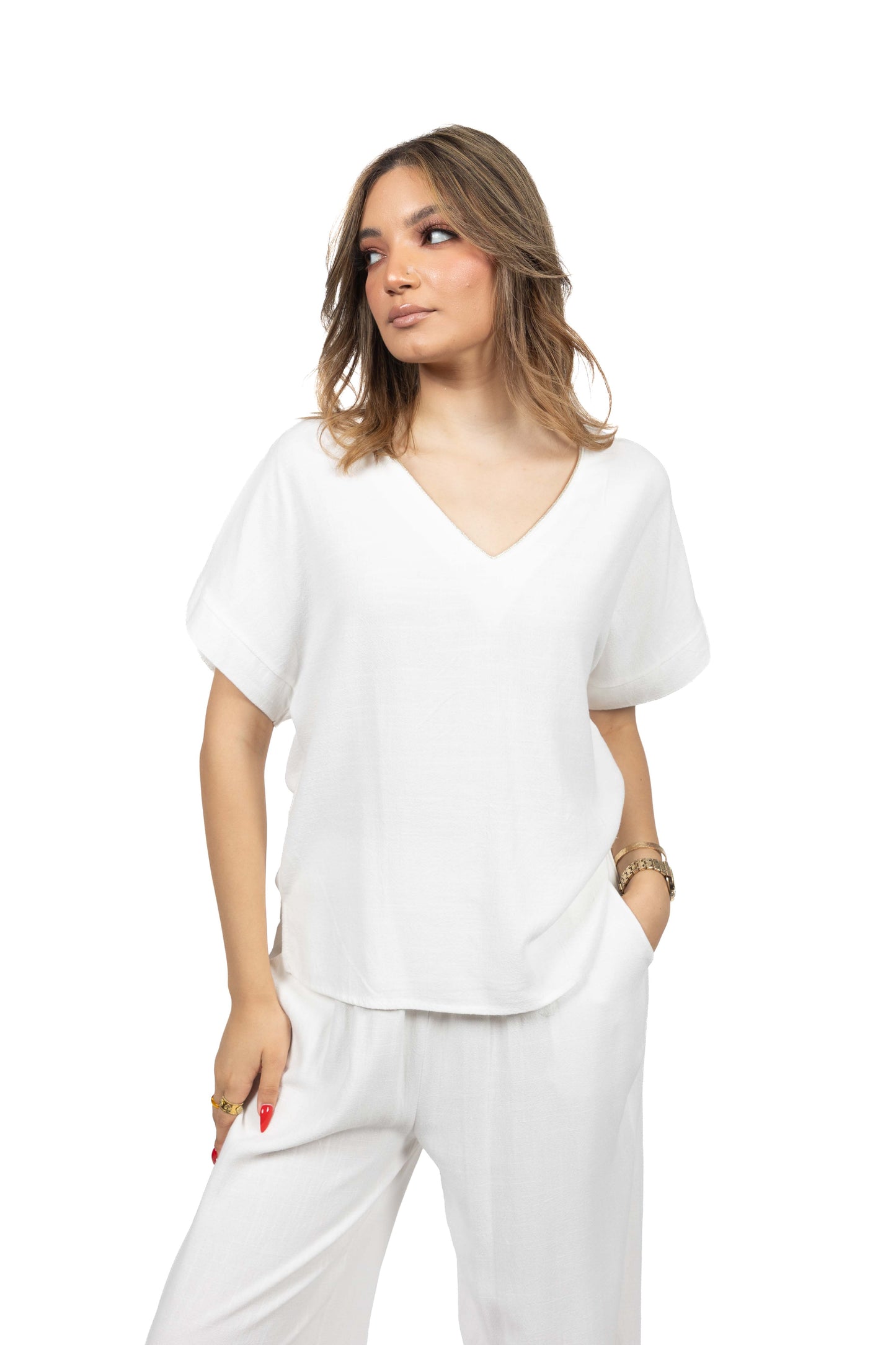 Blouse en lin avec liseré pailleté