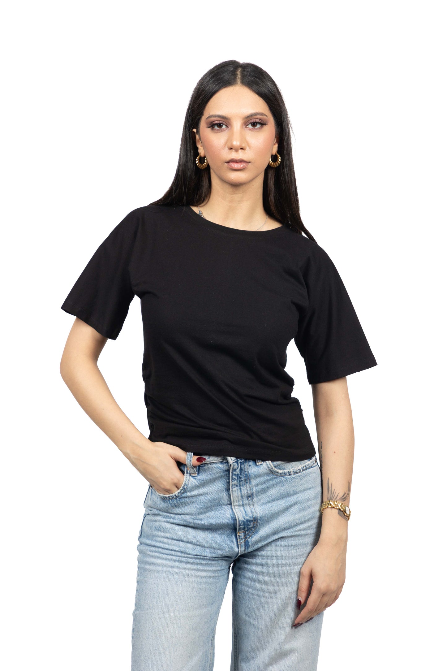 T-shirt basic à côtés froncés